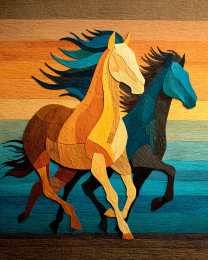 Wood Relief Style Running Horses