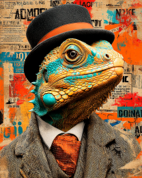 Lizard Gentleman is Suspicious - Pop Surrealism Lowbrow Art Print