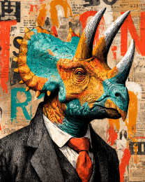 Triceratops Senator - Pop Surrealism Lowbrow Art Print