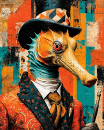 Seahorse Heading to the Track - Pop Surrealism Lowbrow Art Print