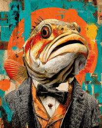 Fishead Man - Pop Surrealism Lowbrow Art Print