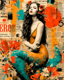 Mermaid & Hibiscus - Pop Surrealism Lowbrow Art Print