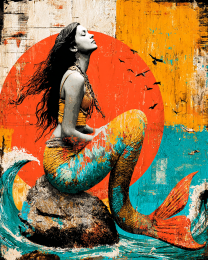Mermaid in Mid-Summer - Pop Surrealism Lowbrow Art Print