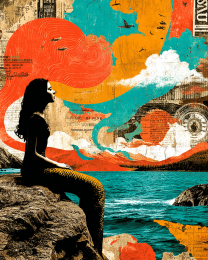 Mermaid Meditating - Pop Surrealism Lowbrow Art Print