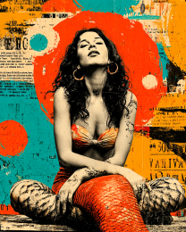 Mermaid Enjoying the Morning Sun - Pop Surrealism Lowbrow Art Print