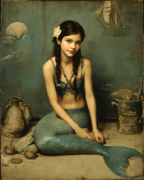 Young Long Mermaid Art Print