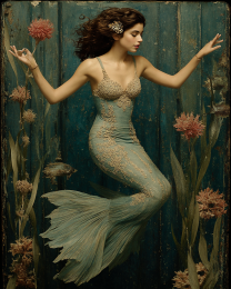 Vintage Mermaid Still-Life Art Print