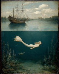 Mermaid Swimming in Back Bay Art Print