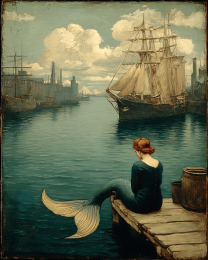 Mermaid Waiting on Dock Art Print