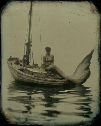 Mermaid Sailing Using Her Tail Art Print