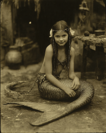 Vintage Photo of Young Northern Mermaid Art Print