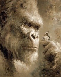 Bigfoot Inspects a Monarch Butterfly