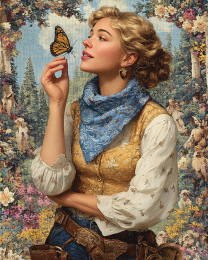 Cowgirl Inspects a Monarch Butterfly