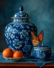 Cobalt Blue Monarch Butterfly Still-Life