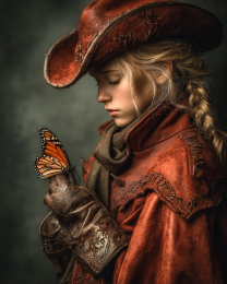 Cowgirl Mesmerized by a Monarch Butterfly