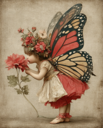 Monarch Fairy Smelling a Lovely Flower
