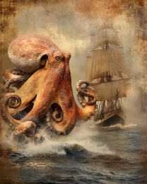 Octopus Attacking Tall Ship