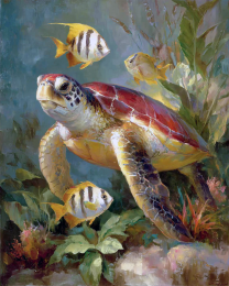 Naturalist Style Sea Turtle in Ocean