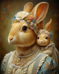 Princess Mom Rabbit with Bunny Baby