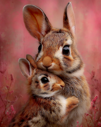 Very Pink Mom and Baby Bunny
