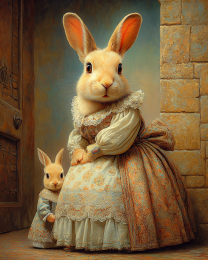 Olde English Mom and Baby Bunny