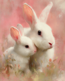 Pink Mom and Baby Bunny Portrait