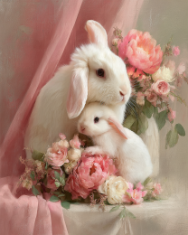 Pink Mom and Baby Bunny Still-Life