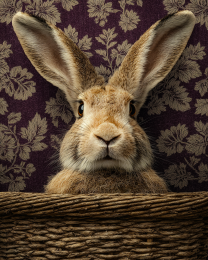Vintage Rabbit in a Basket Still-Life
