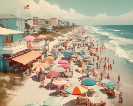 Vintage Hotel-Lined Beach