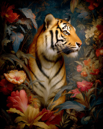 Tiger Still-Life Vintage Wildlife Art Print