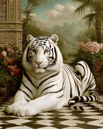 White Tiger Still-Life Vintage Wildlife Art Print