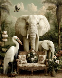 Surreal Elephant Vintage Wildlife Art Print