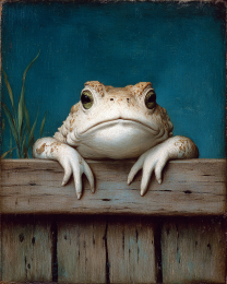 Toad on Wall Vintage Wildlife Art Print