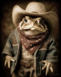 American Toad Cowboy Vintage Wildlife Art Print