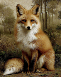 Staged Fox Still-Life Vintage Wildlife Art Print