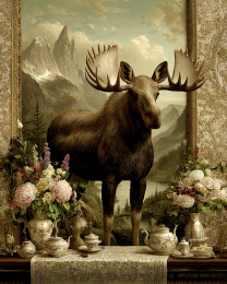 Surreal Moose Vintage Style Wildlife Art Print