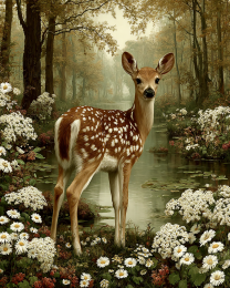 Classic Fawn Deer Vintage Style Wildlife Art Print