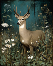 Classic Buck Deer Vintage Style Wildlife Art Print