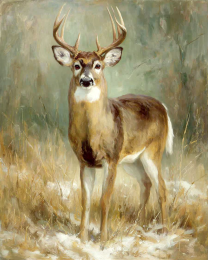 Watercolor Buck Deer Vintage Style Wildlife Art Print