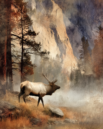 Classic Bull Elk Vintage Style Wildlife Art Print