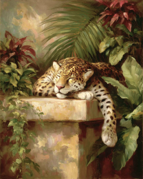 Sleeping Leopard Vintage Wildlife Art Print