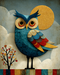 Crafty Owl Vintage Style Wildlife Art Print