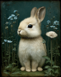 Baby Bunny Rabbit Vintage Style Wildlife Art Print