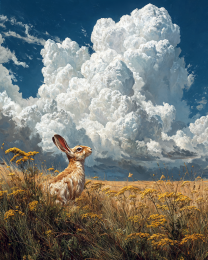 Rabbit Testing the Air Vintage Style Wildlife Art Print