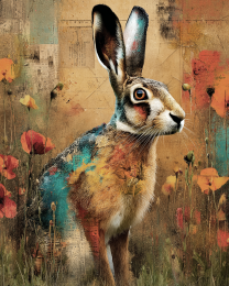 Rabbit in 70's Vintage Style Wildlife Art Print