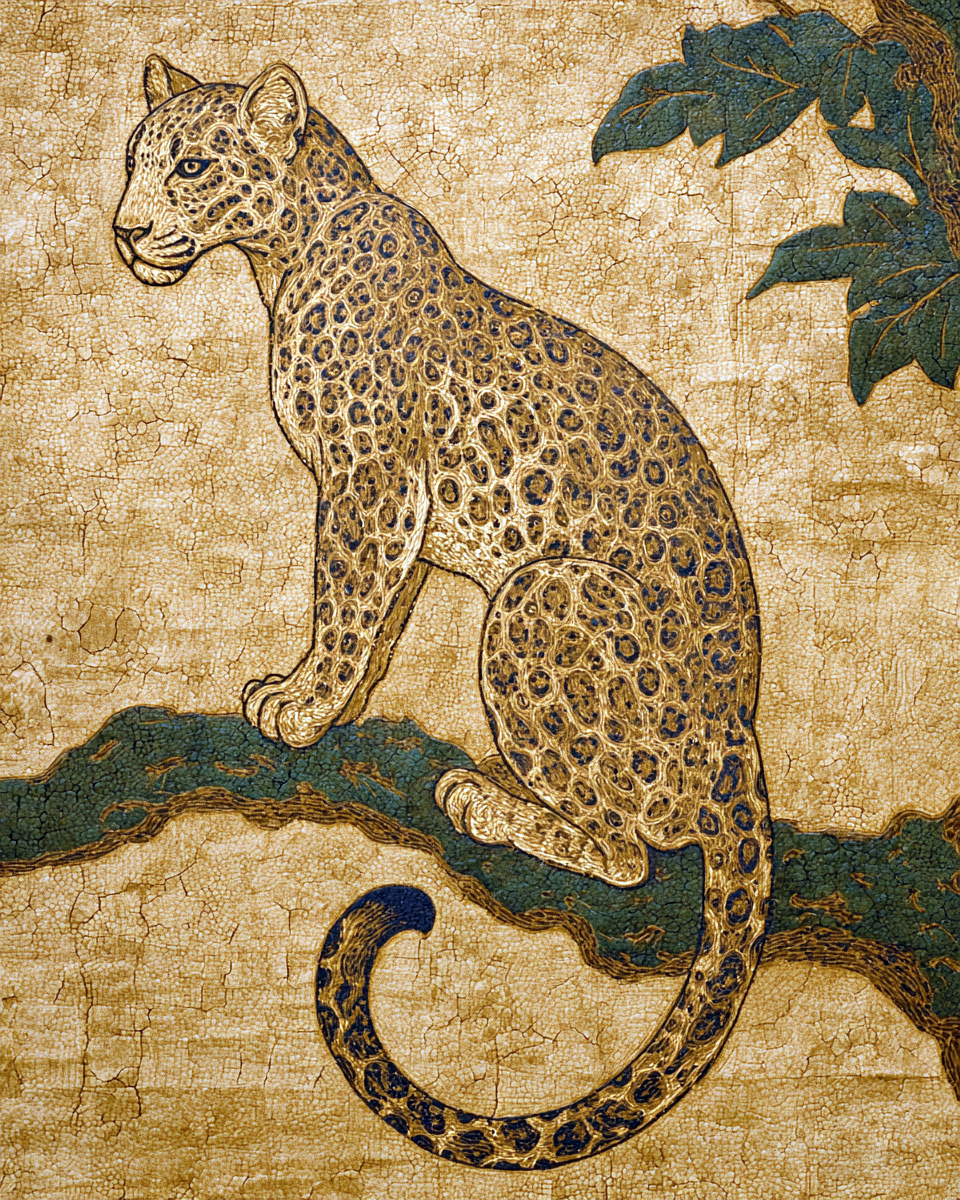 Antique Style Leopard - Vintage Wildlife Art Print
