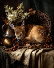 Classic Vintage Style Fawn Still-Life