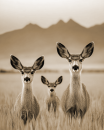 Vintage Three Curious Young Does