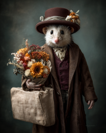 Opossum with Bouquet