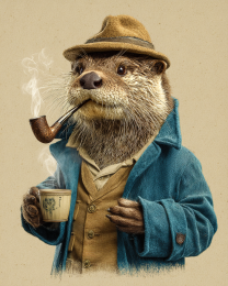 Otter Enjoying a Smoke and a Cup of Tea